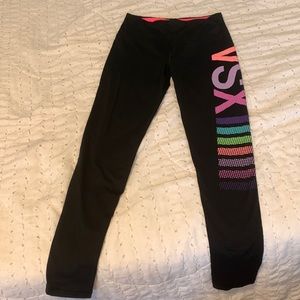 Black Leggings With Colored Lettering, Victoria’s Secret VSX Sport Size S